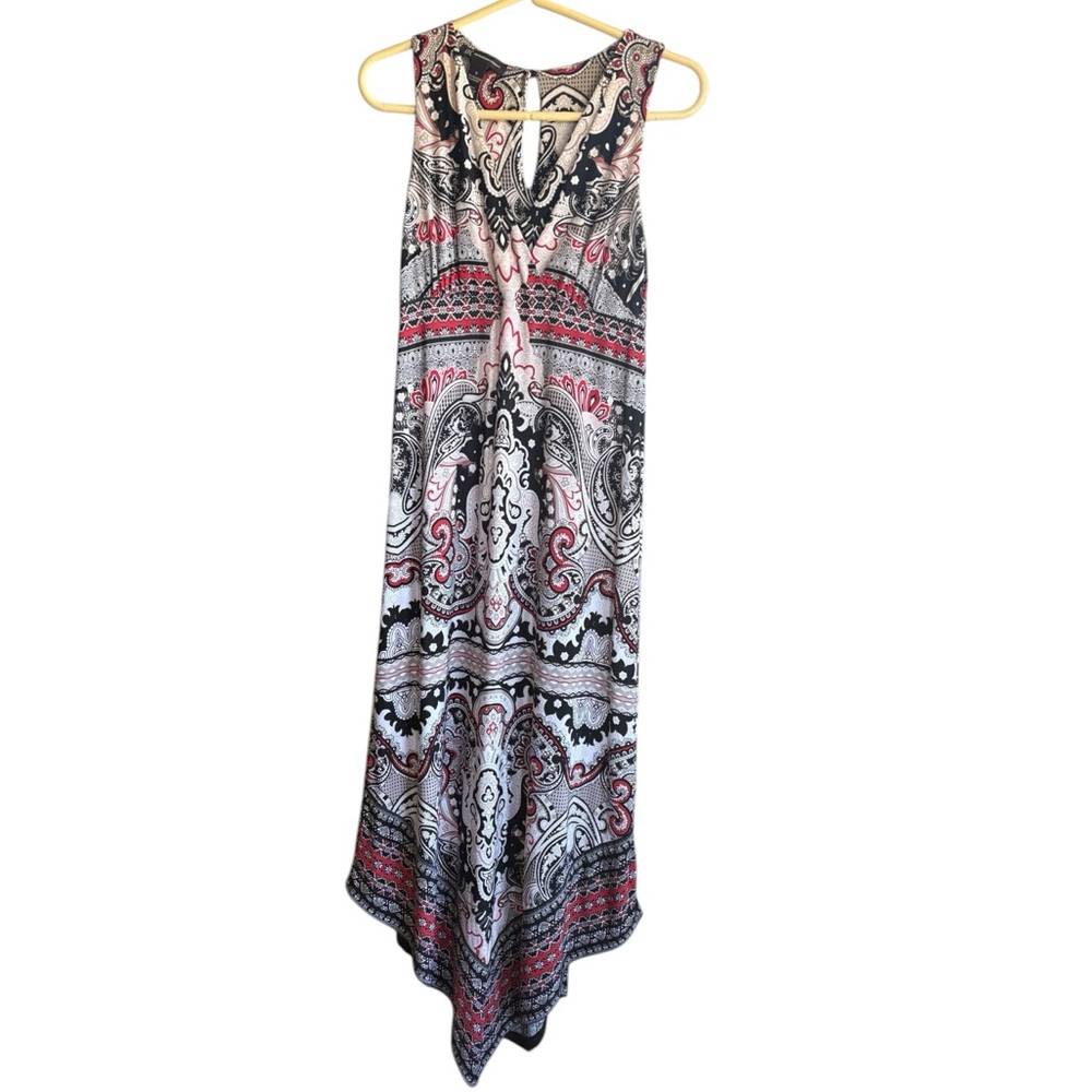 INC International Concepts Black White and Red Paisley Maxi Dress